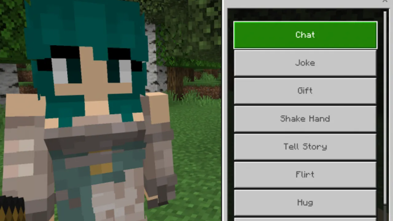 Family life addon for Minecraft PE: Chat menu with flirt options