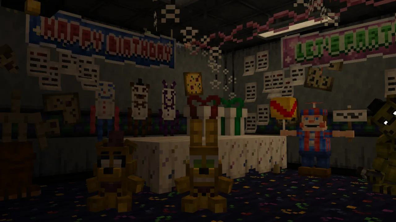 FNaF Build & Decor addon: Birthday party with FNaF characters