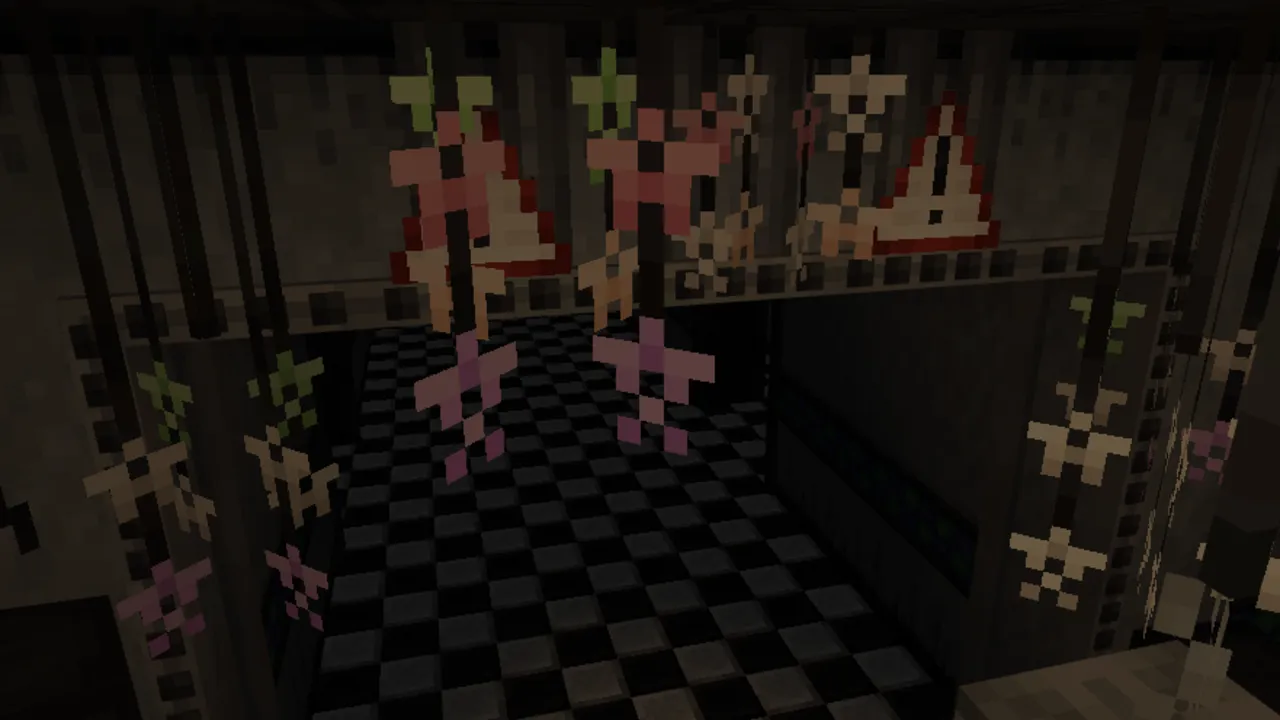 FNaF Build & Decor addon: Freddy and Bonnie in a checkered room