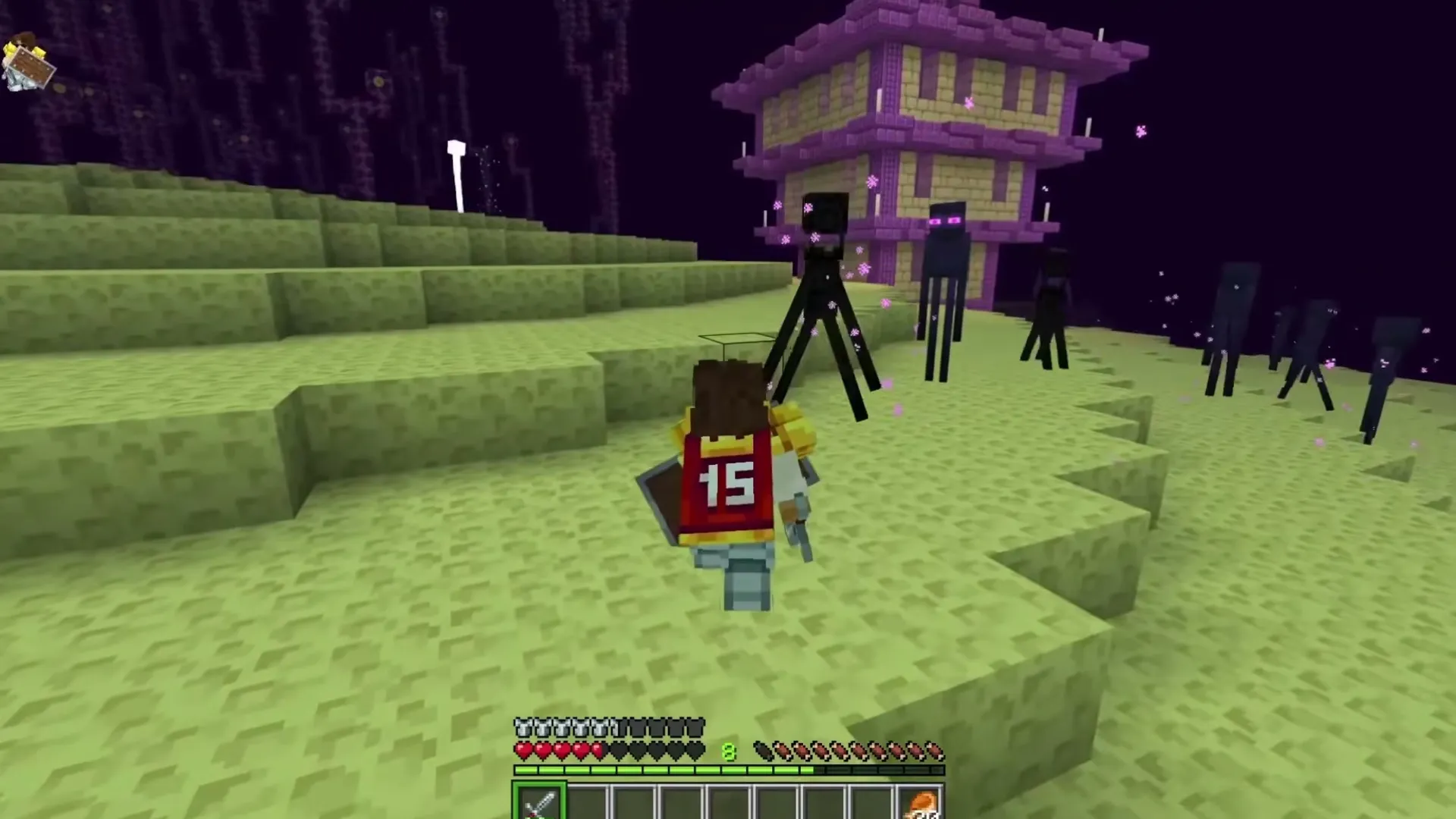 Gold & Poison + Allies addon: Player facing giant spider near purple tower