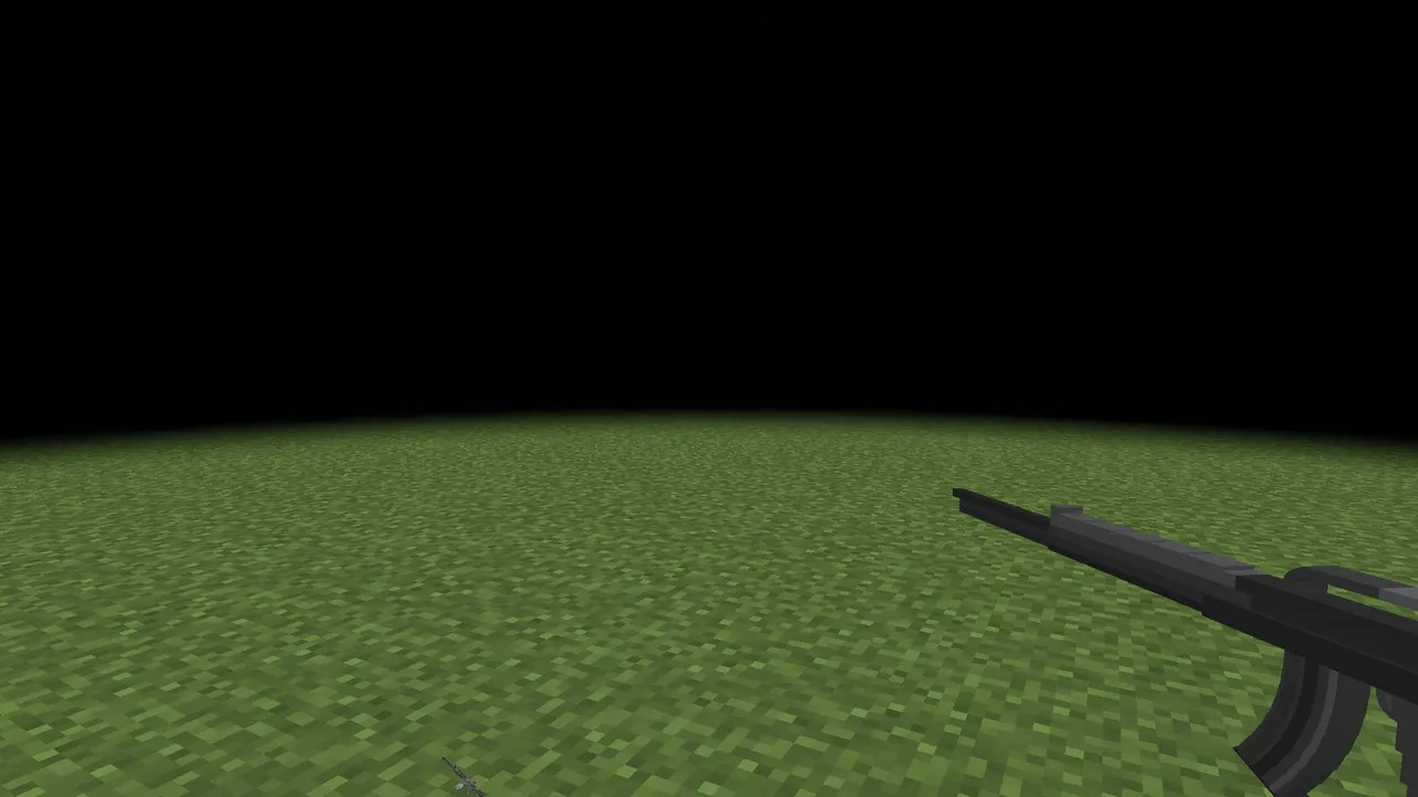 GUN + addon for Minecraft PE: Gun held in grassy field