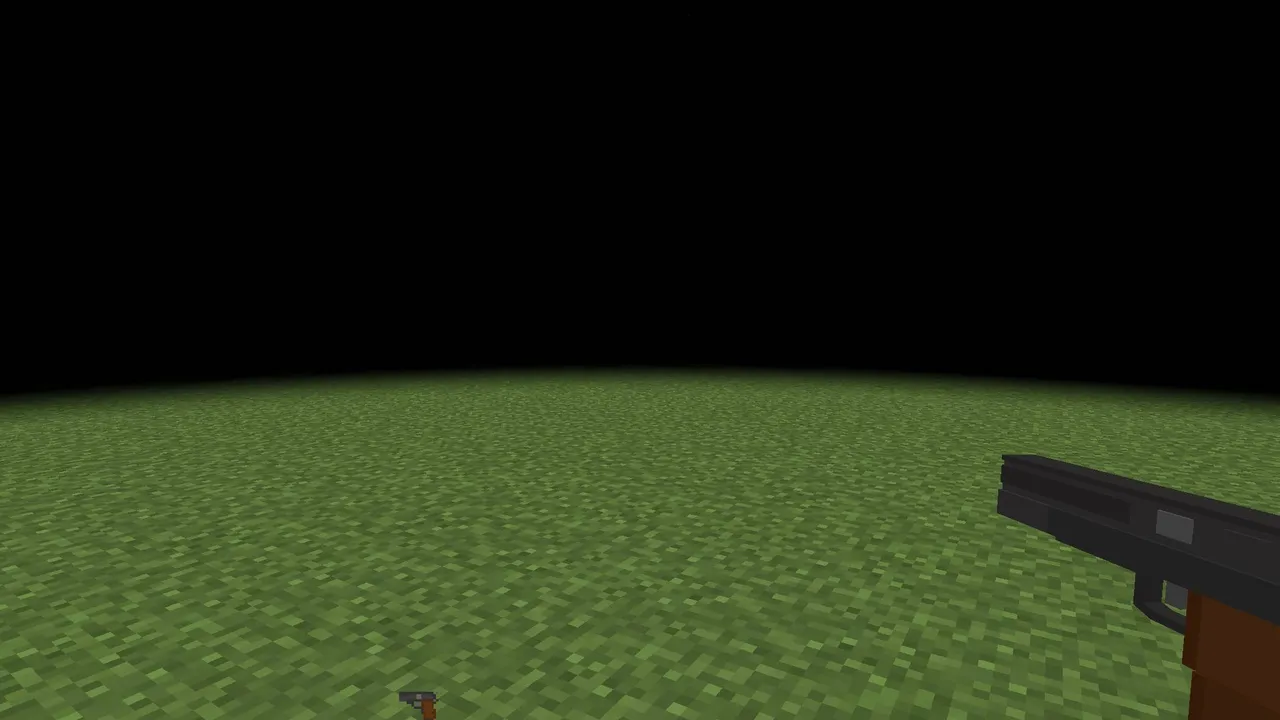 GUN + addon: Gun held in a grassy area