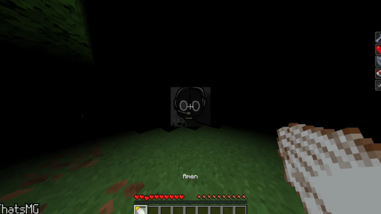 Hallucination addon: Player holding tape player in dark area