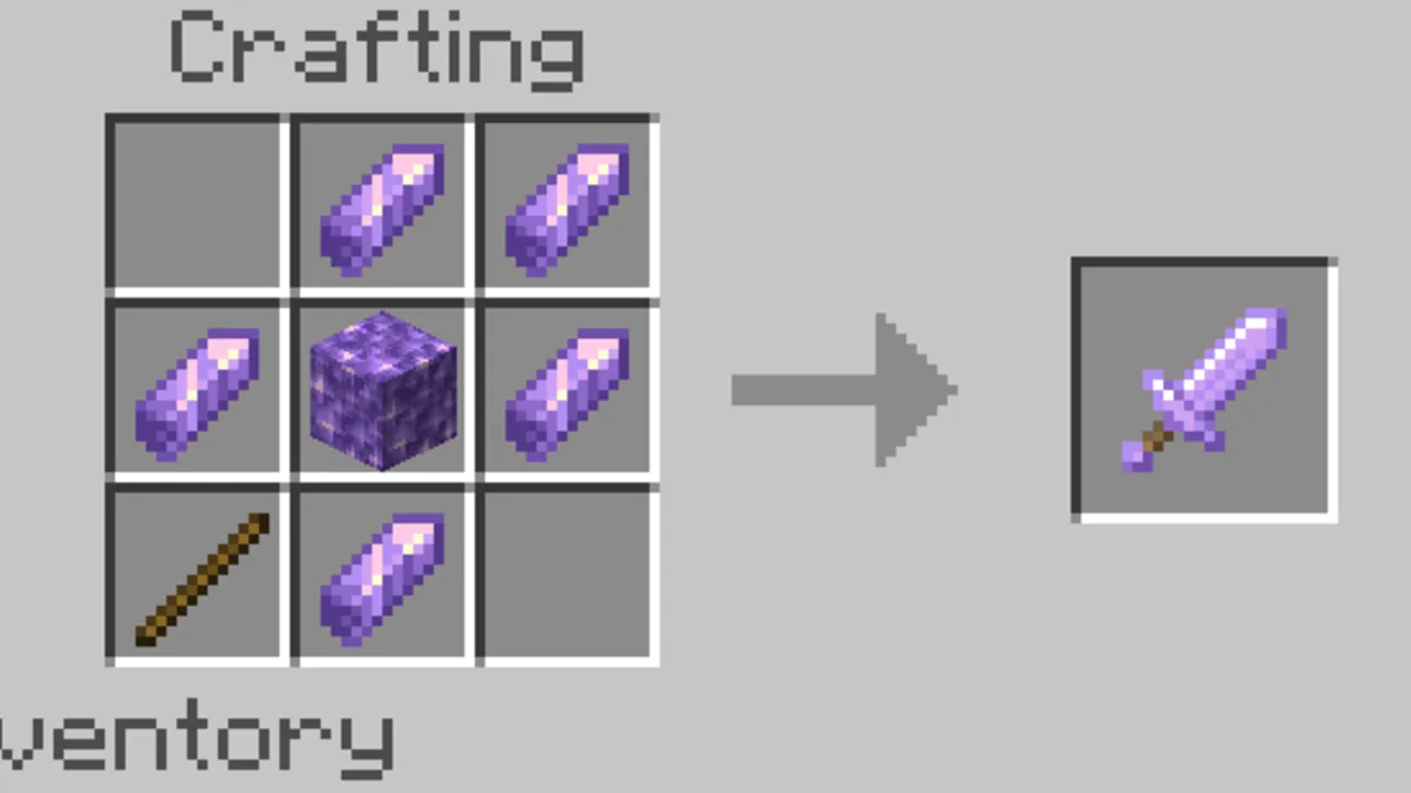Hammer Time addon: Crafting recipe for purple sword
