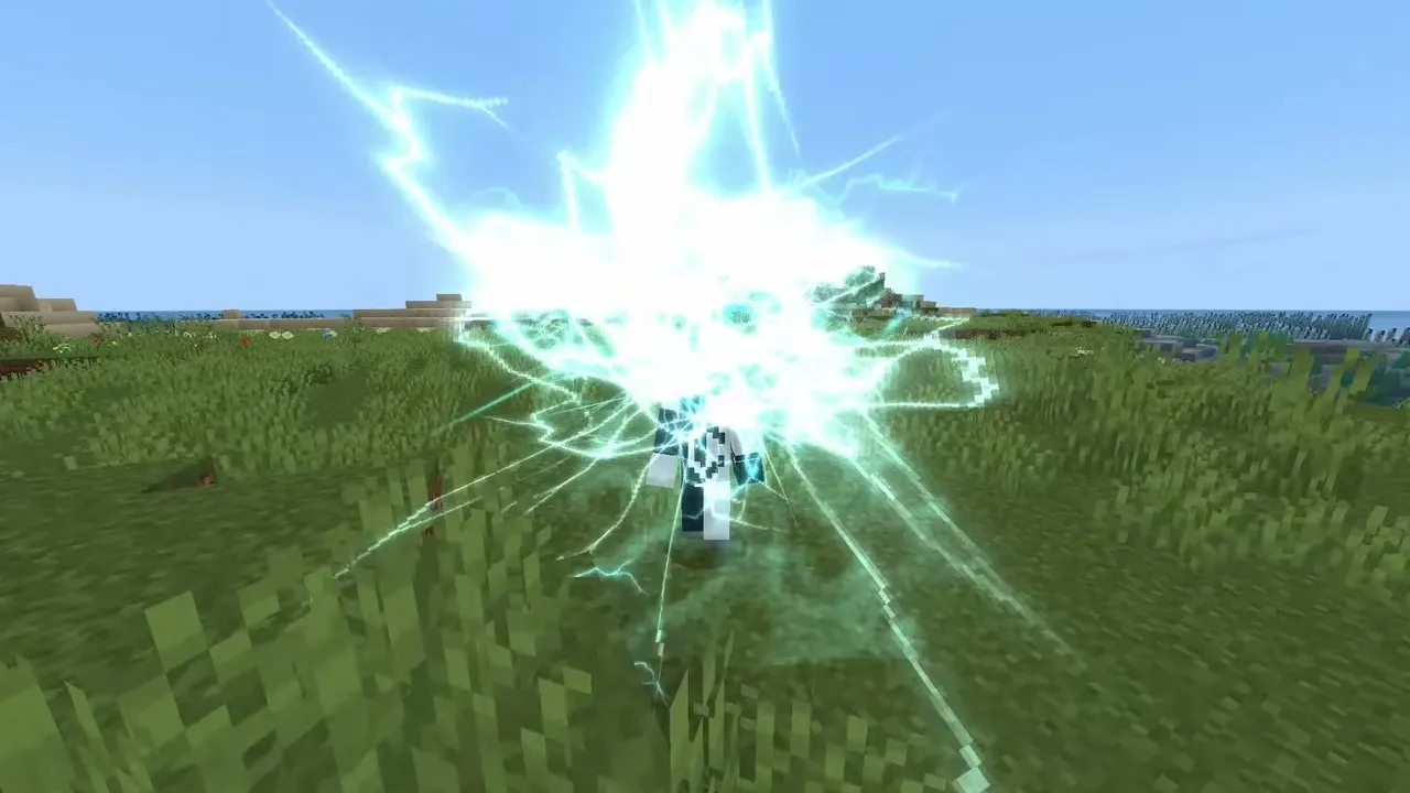 Hunter X Craft Addon: Player surrounded by bright lightning effect