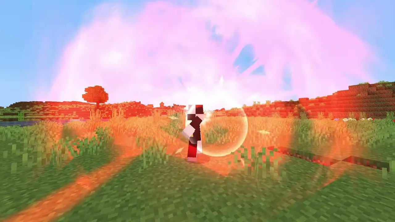 Hunter X Craft Addon: Player holding glowing trident