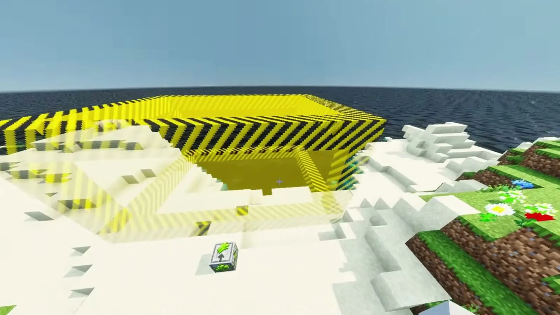 Insta Farms addon for Minecraft PE: Yellow striped farm on snowy ground