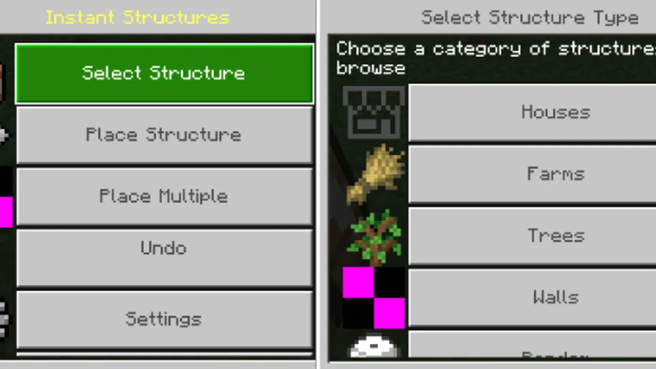 Instant Structures addon: screenshot 2