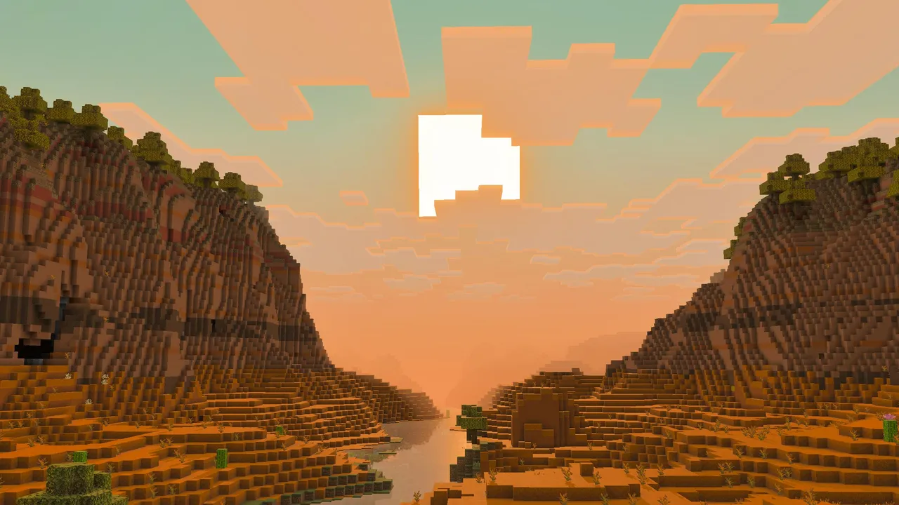Java Aspects addon: Sunset over canyon with water