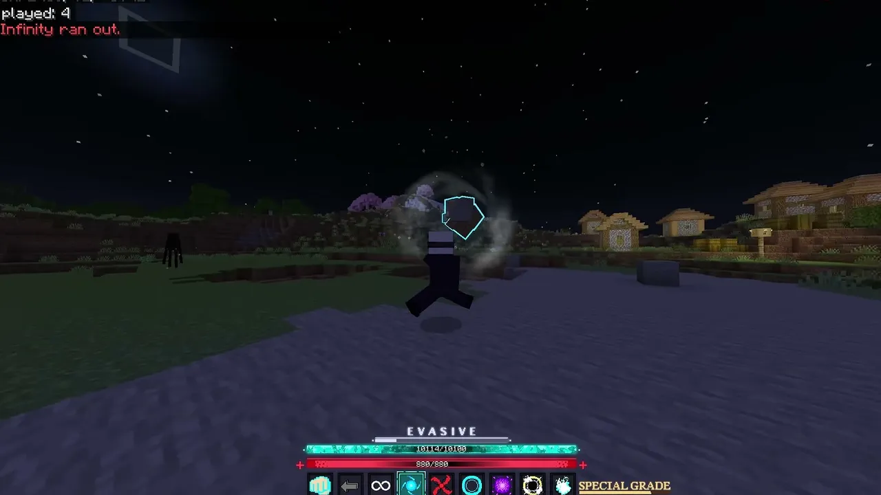 Jujutsu Awakening Lock-On Addon: Player running with evasive skill active at night
