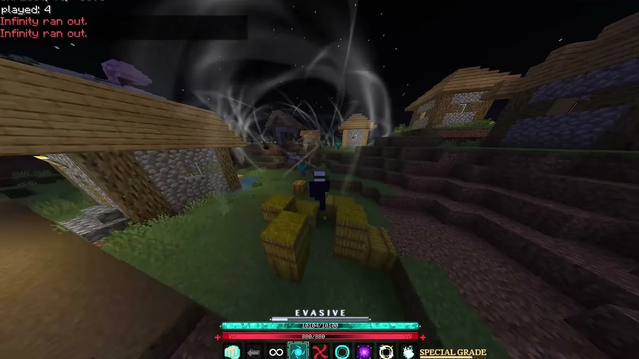 Jujutsu Awakening Lock-On Addon: Player in night scene with glowing effects