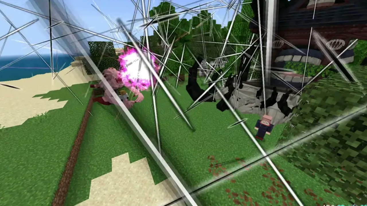 Jujutsu Kaisen Addon: Projection Sorcery addon: Pink explosion on grassy field