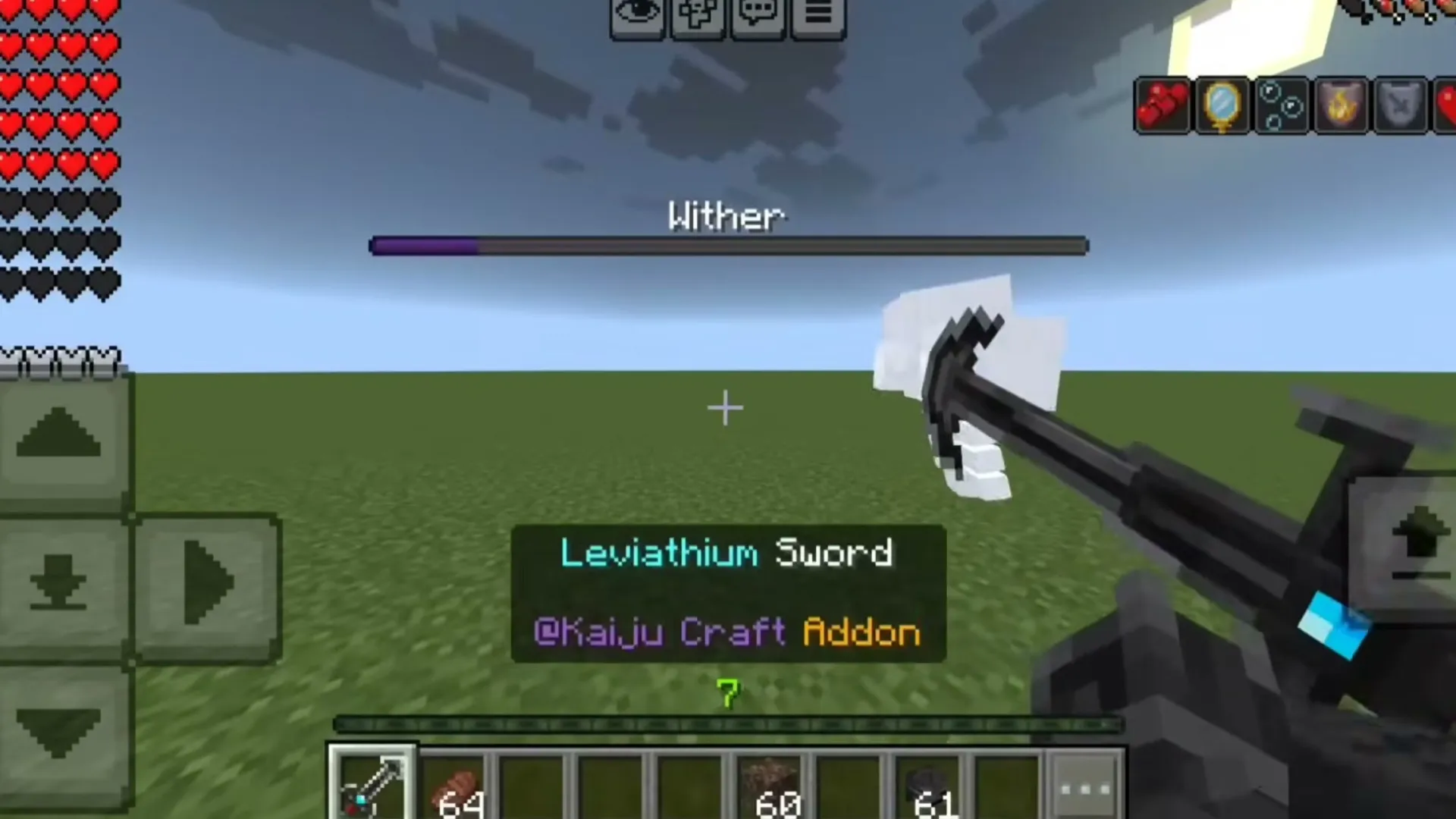 Kaiju Craft addon: Leviathium sword held by player