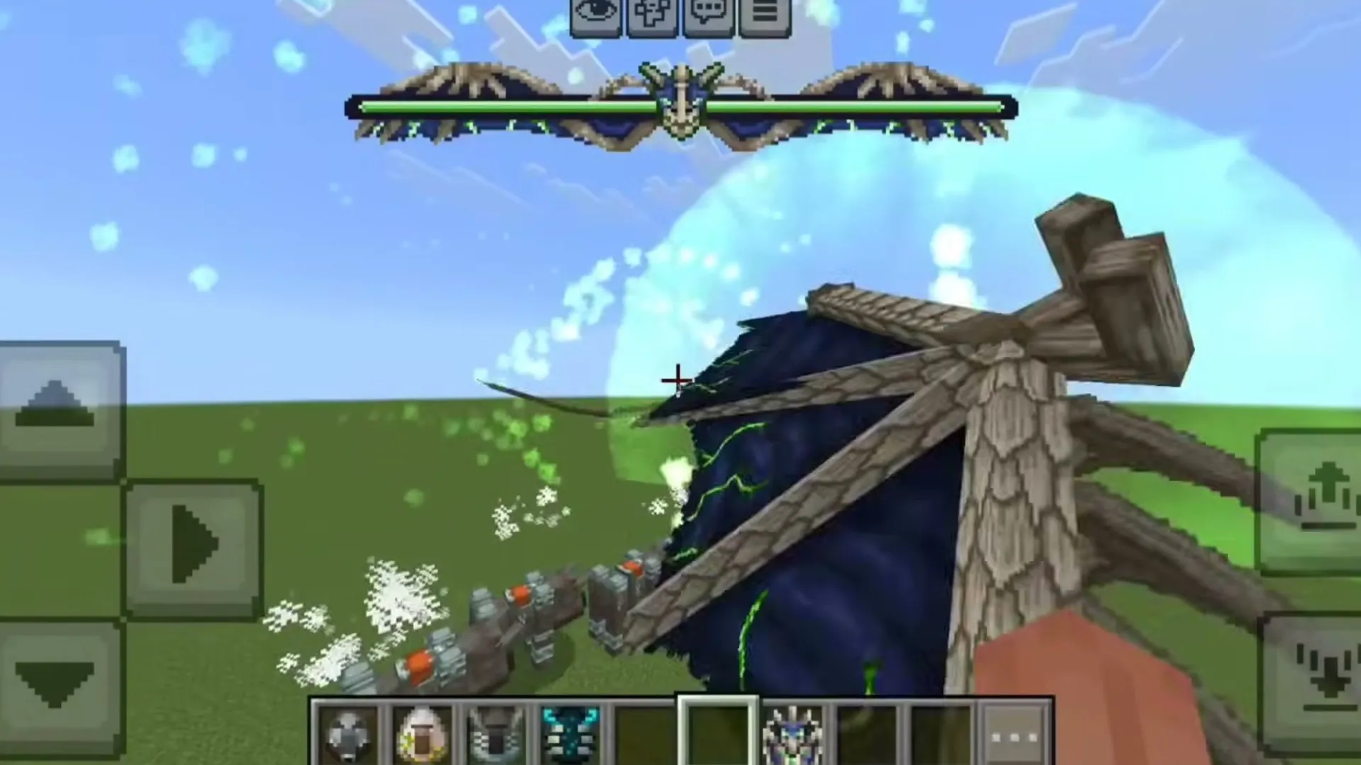 Kaiju Craft addon: Player fights giant creature with shield