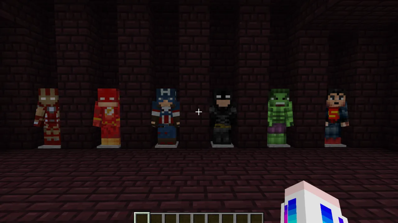 Marvel & Dc Superhero's addon: Six superheroes standing in a room