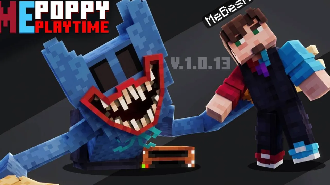 Me Poppy Playtime addon: Blue monster grabs player hand