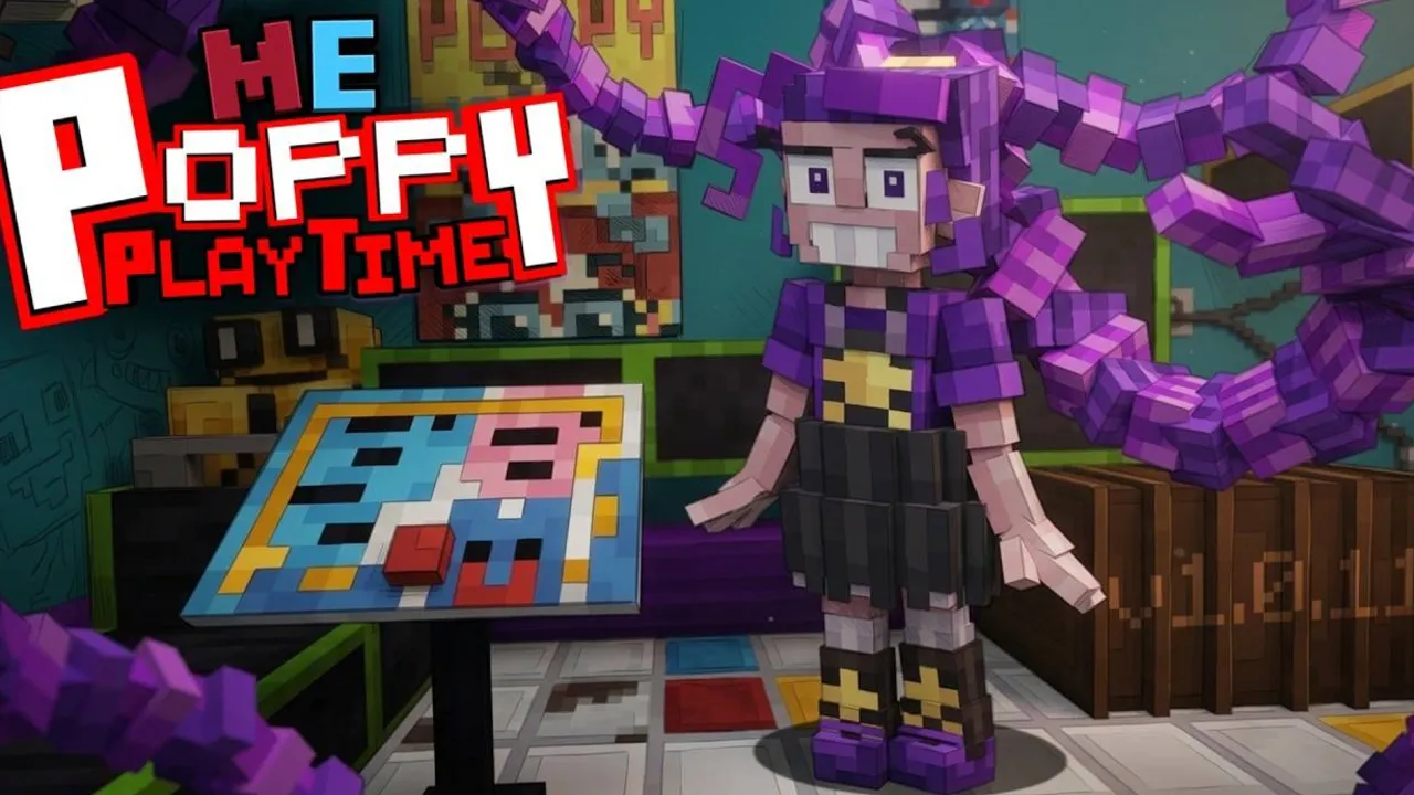 Me Poppy Playtime addon: Poppy character with purple tentacles