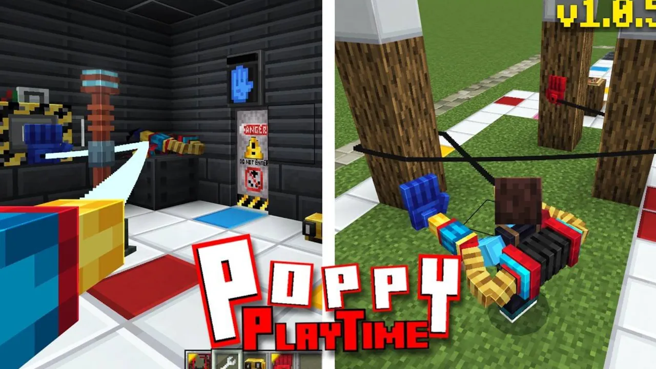 Me Poppy Playtime addon: Poppy Playtime scene with grabpack and characters