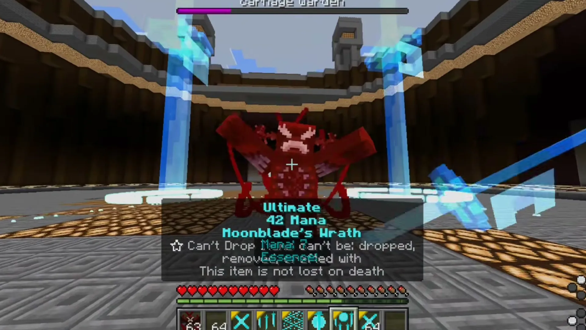 Moonblade Magic addon: Red monster with moonblade skill active