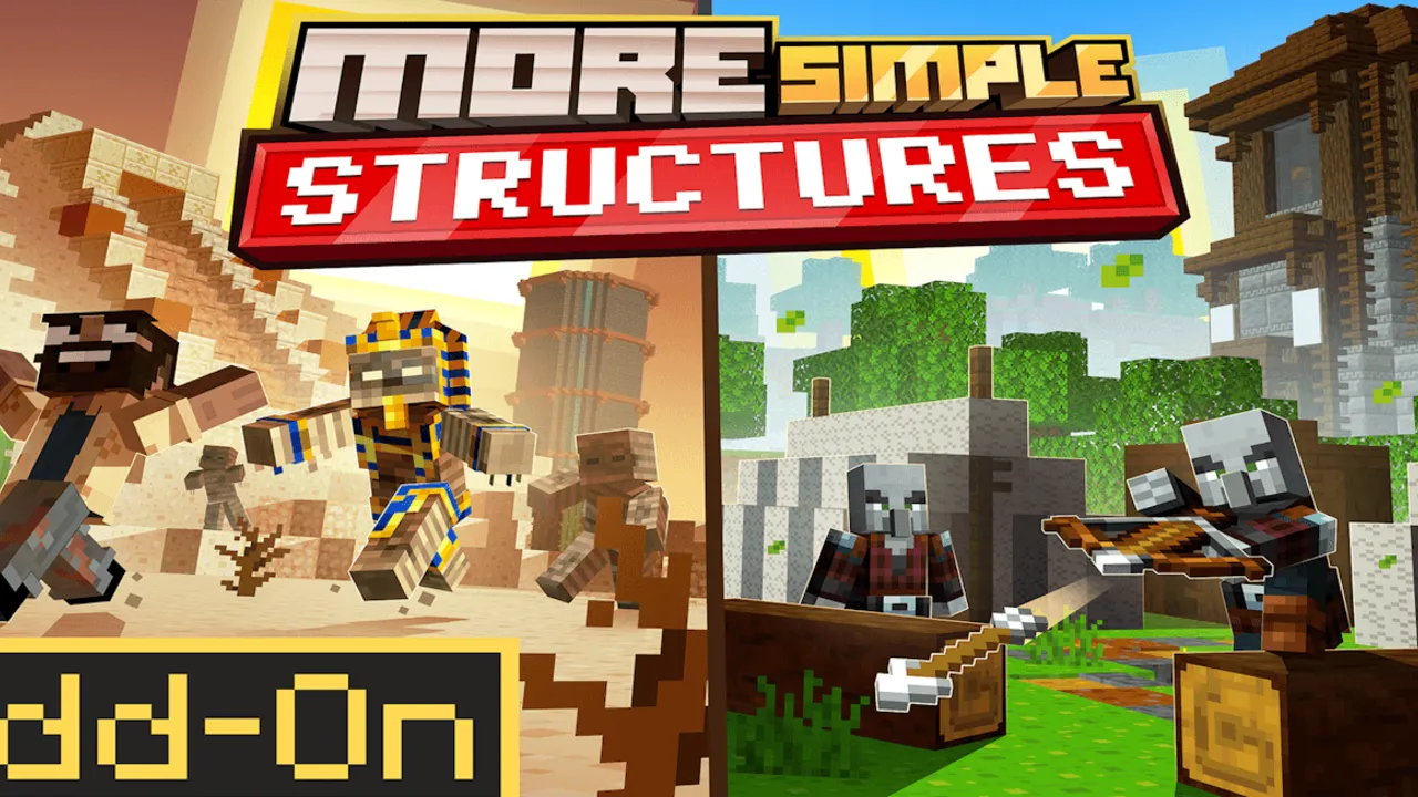 More Simple Structures addon for Minecraft PE: Jungle pyramid with villagers and mobs