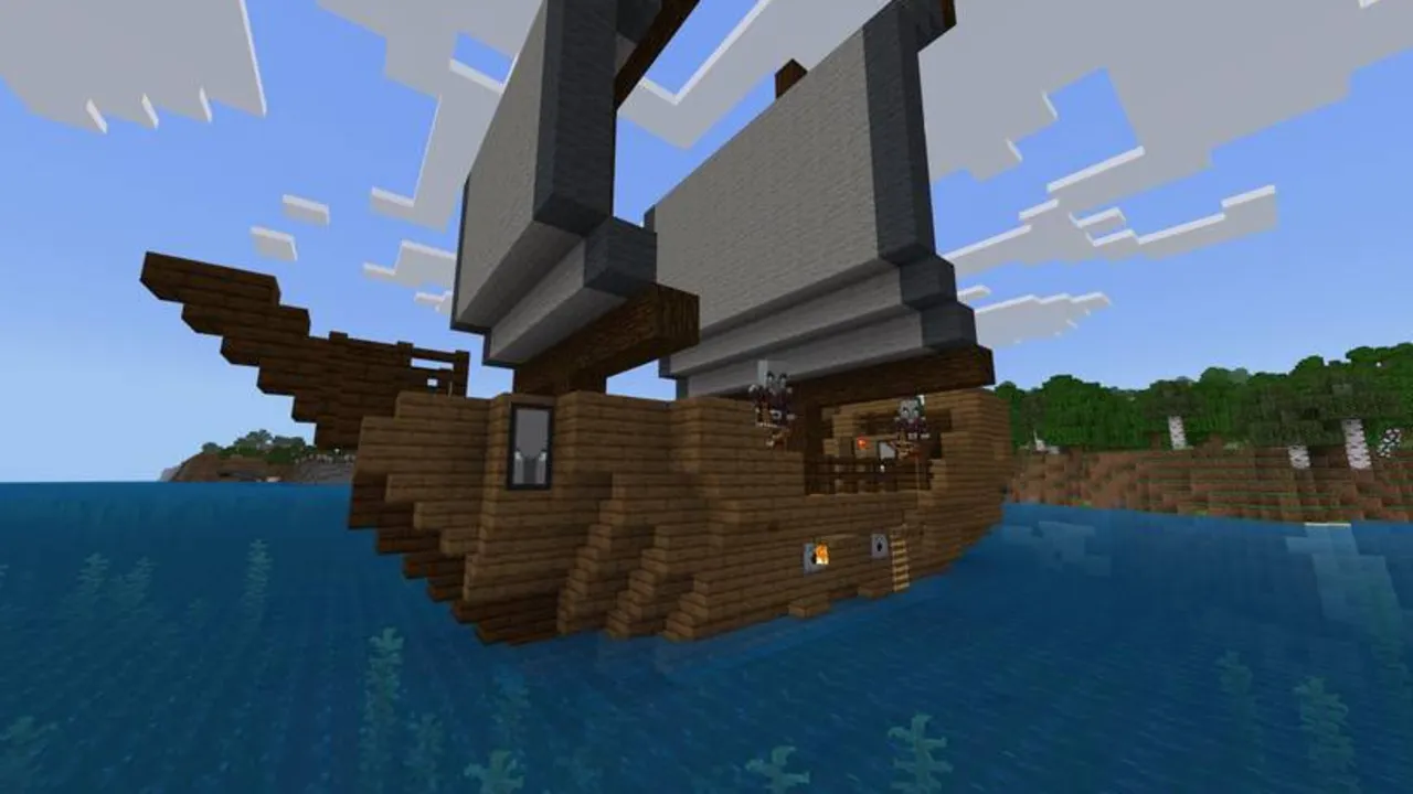 More Simple Structures addon: Ship with sails floating on water