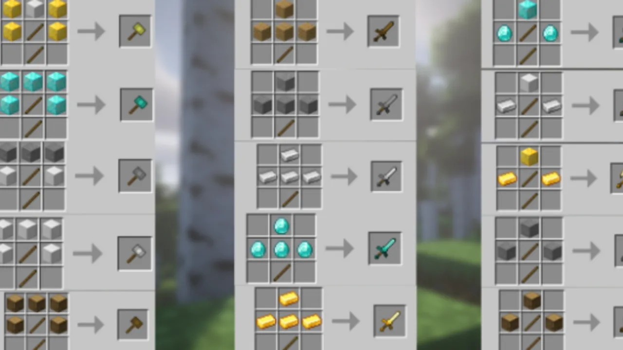 More Vanilla Weapons Complete addon: Crafting recipes for weapons and shields