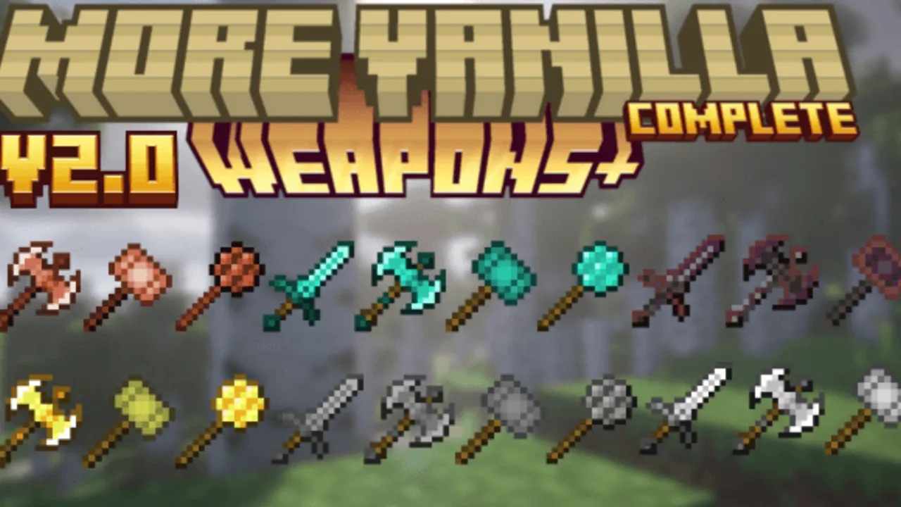 More Vanilla Weapons Complete addon for Minecraft PE: screenshot 1