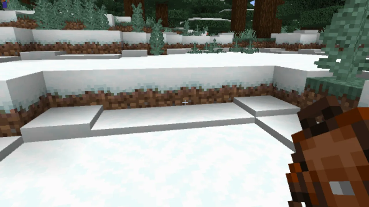 Multi Backpack addon: Player holding a brown backpack in snowy terrain
