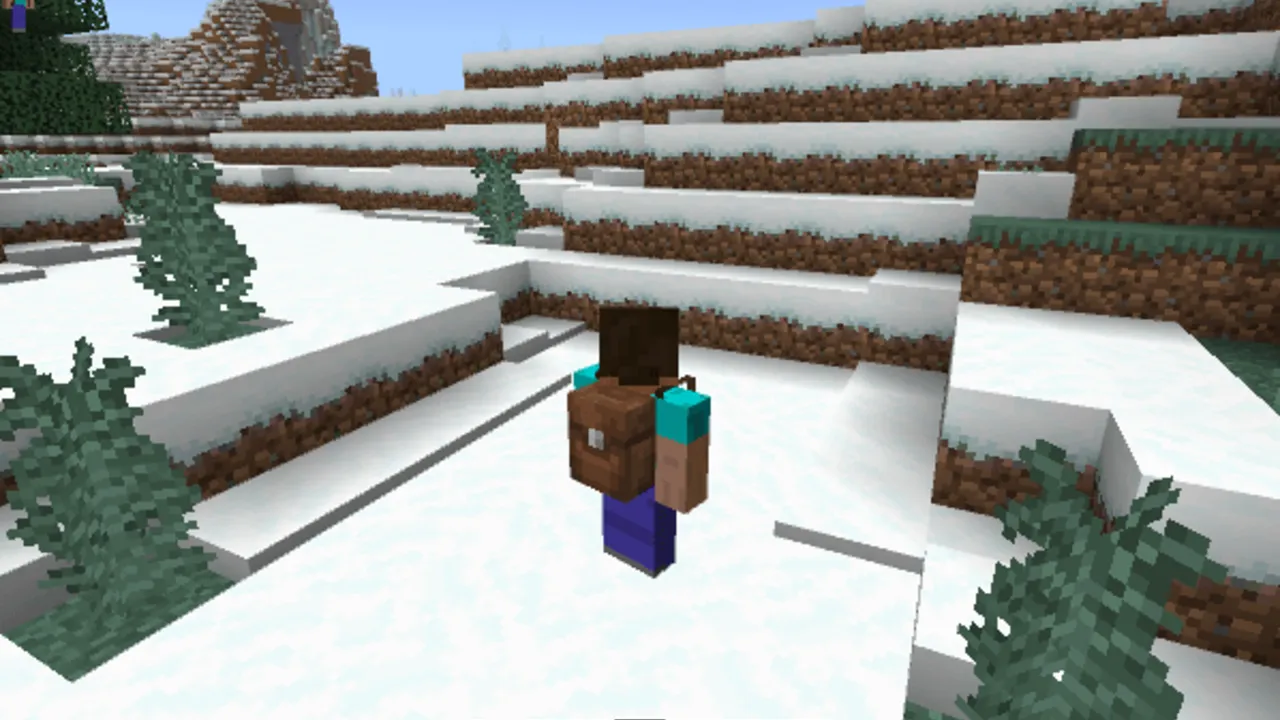 Multi Backpack addon: Player with backpack in snowy landscape