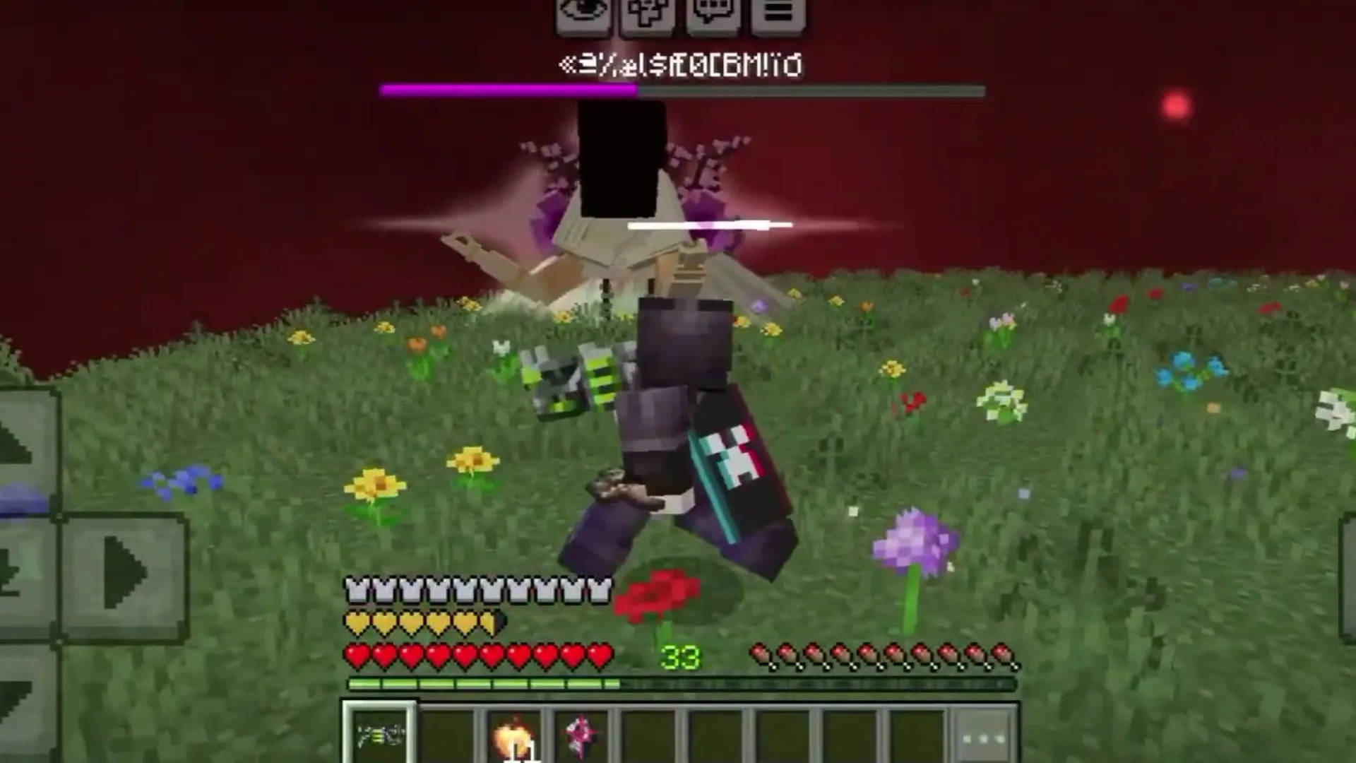 Nameless Deity Boss addon: Player fights a boss with wings