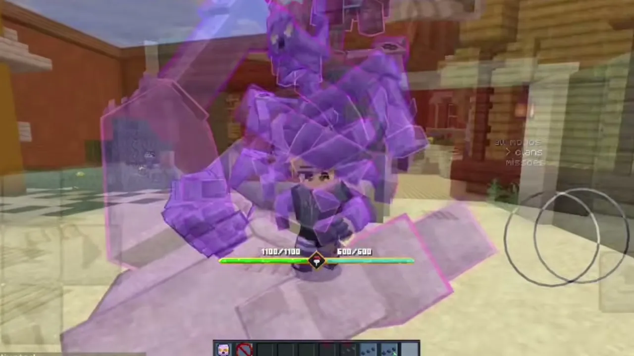Naruto Striker Addon: Player holding purple crystal shield