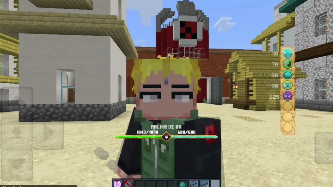 Naruto Striker Addon: Player holding a kunai with red eye