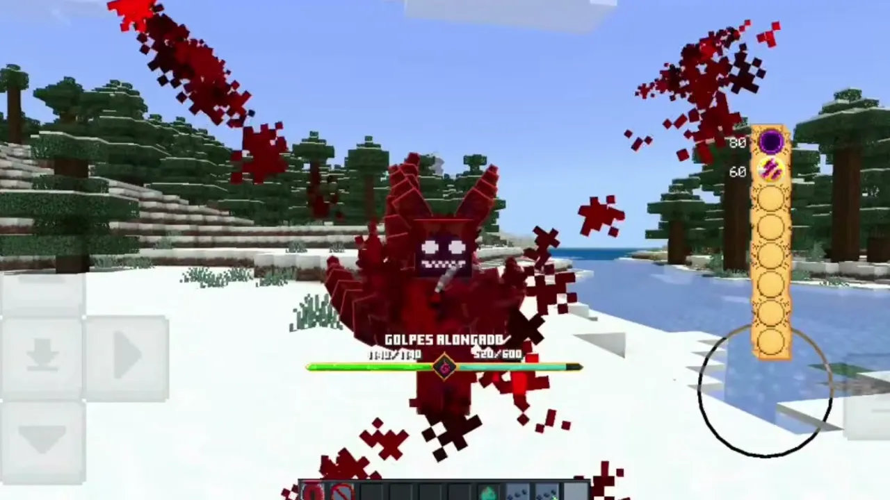 Naruto Striker Addon: Red fox monster in snowy area