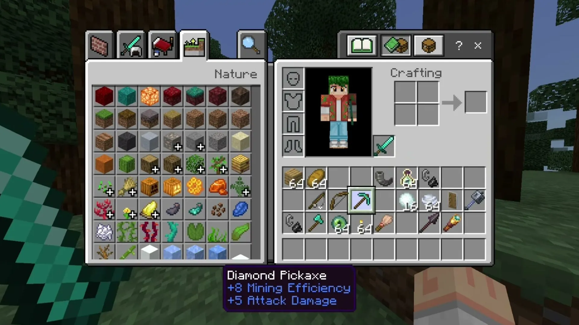 Offhand Mod (LeviLauncher) for Minecraft PE: The offhand slot next to the armor slots in the inventory
