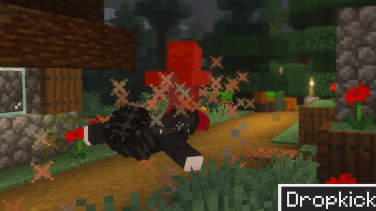 Parkour Add-On: Player dropkicks red block