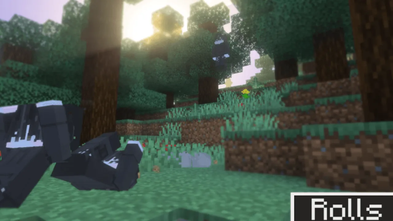 Parkour Add-On: Player rolls on grass in forest
