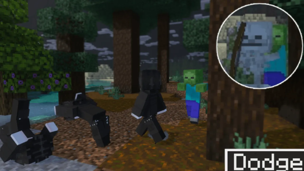 Parkour Add-On: Zombies and skeletons in forest