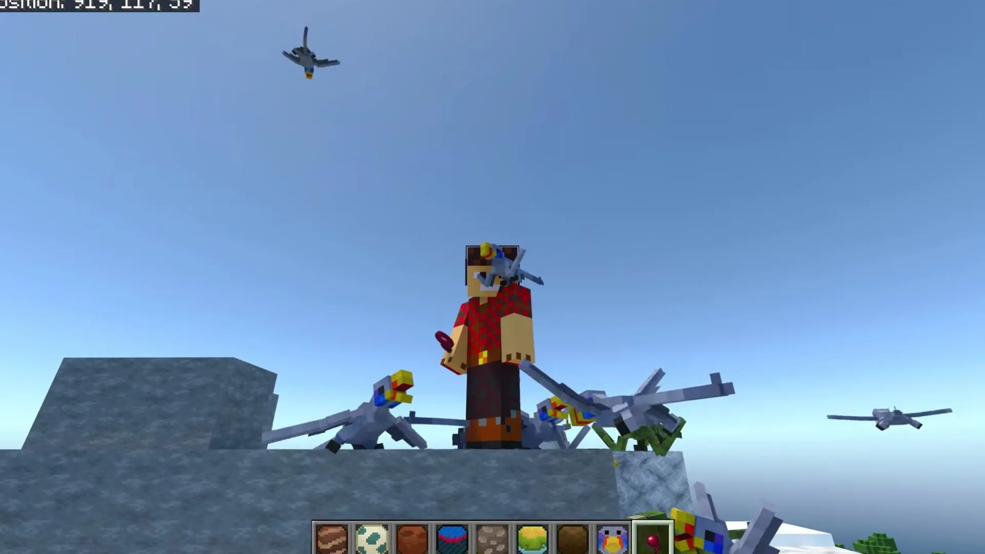 Prehistoric Utopia addon: Player with dragon wings and flying dragons