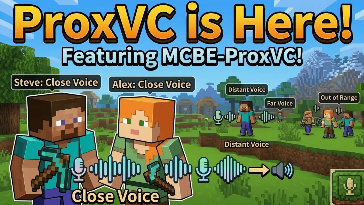 Proximity Voice Chat＆Proximity Text Chat addon for Minecraft PE: cover art