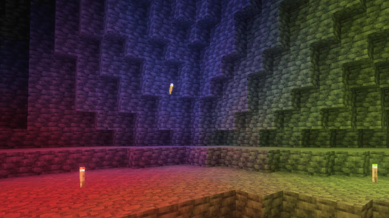 Raiyon's Dynamic Lightning addon: Redstone Torch emits red light