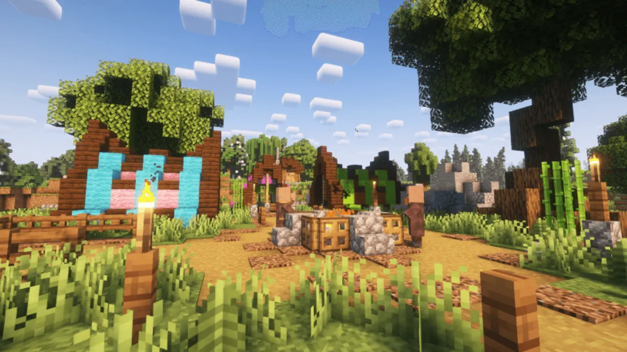 Recurrent Complex addon: Forest stronghold with trees and torches
