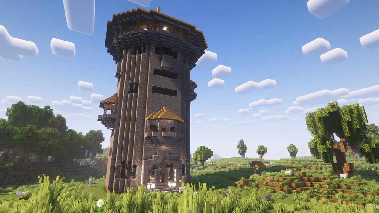 Recurrent Complex addon: Tall tower in a grassy field
