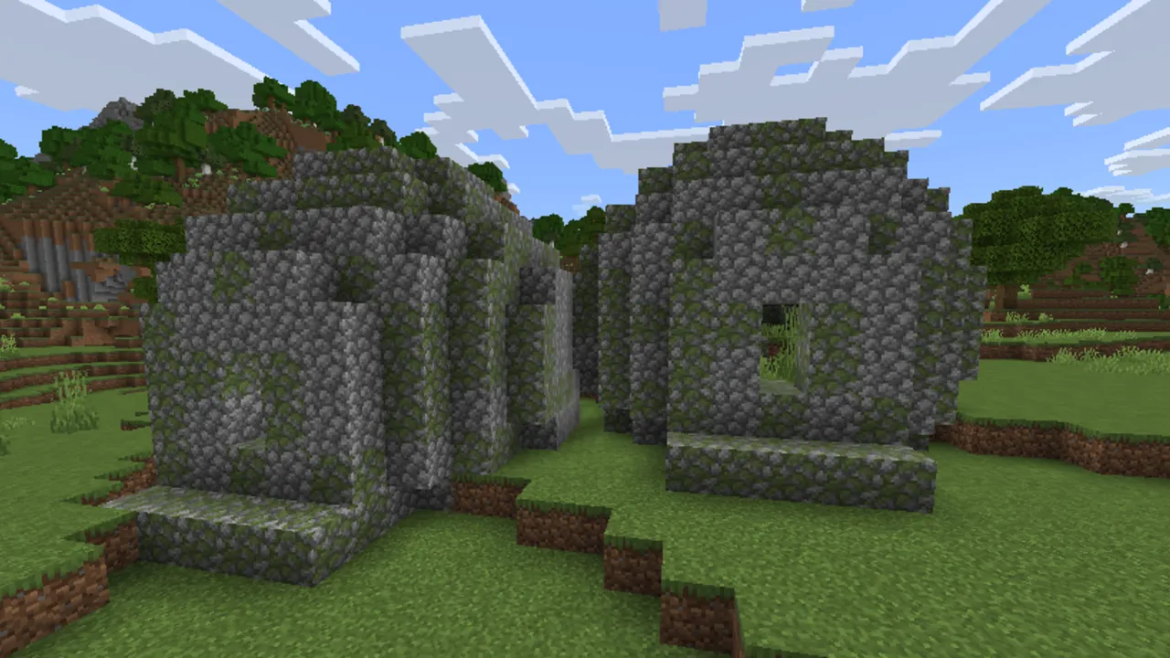 Red’s More Structures addon: Giant stone statues in grassy field