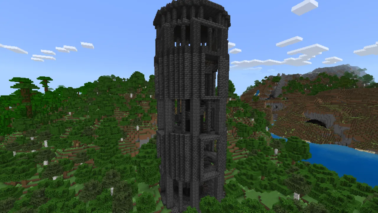 Red’s More Structures addon: Dark tower in green forest