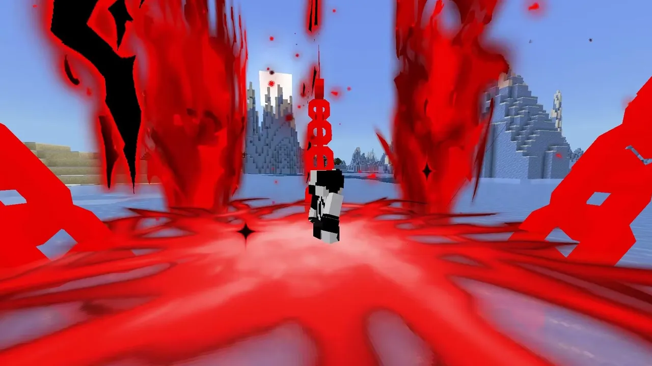 Regular Weapons Addon: Player standing in red lava with castle in background