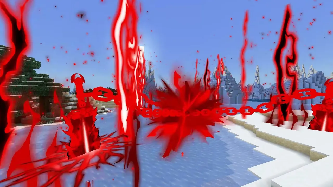 Regular Weapons Addon: Red chains and splatters on snowy path