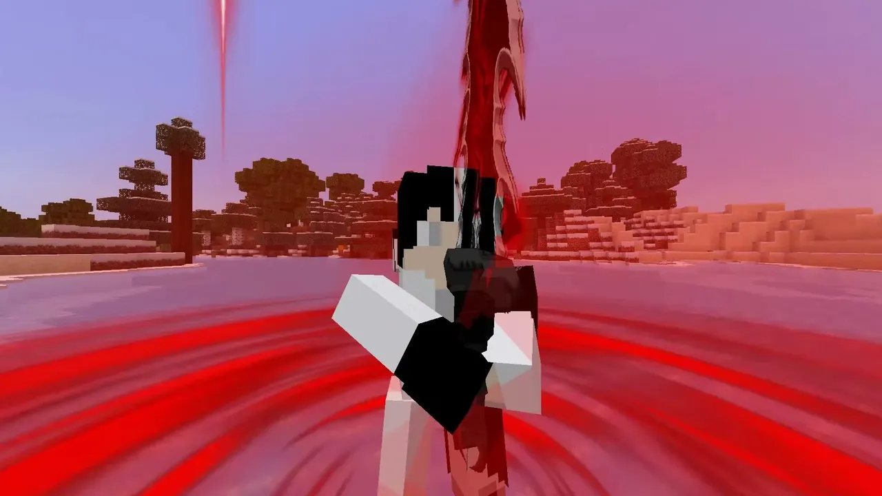 Regular Weapons Addon: Player holding sword with red trail