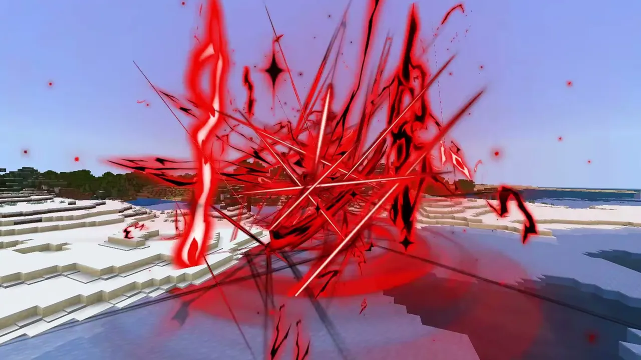 Regular Weapons Addon: Red explosion over snowy landscape