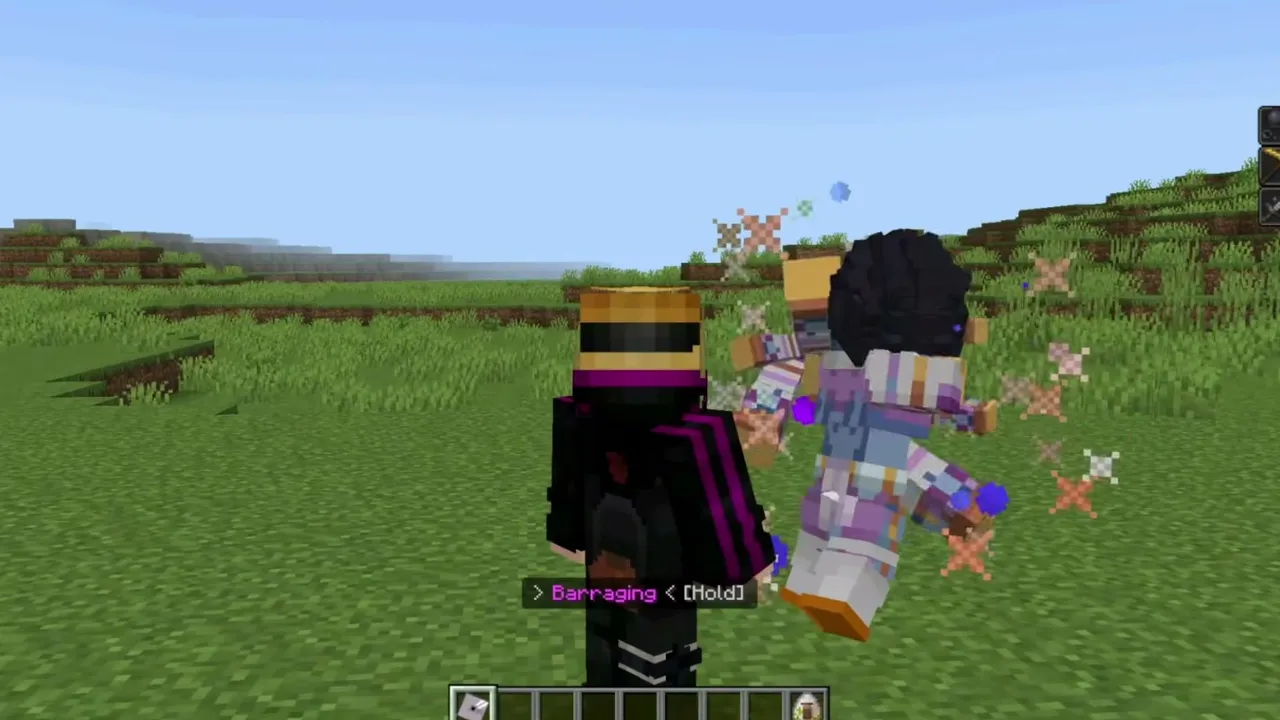 Rising Star Addon for Minecraft PE: Two players in a grassy field
