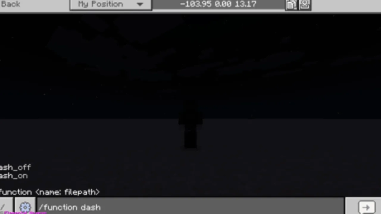 RPG Elemental Weapon addon: Dark scene with player and command input
